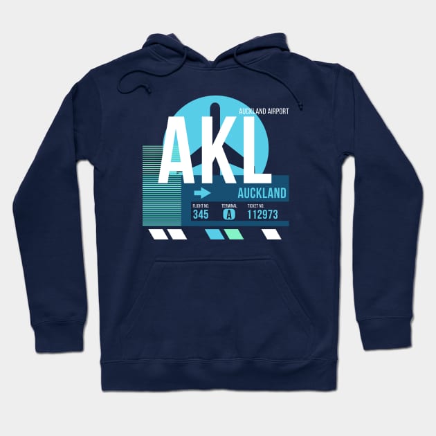 Auckland (AKL) Airport Code Baggage Tag Hoodie by SLAG_Creative